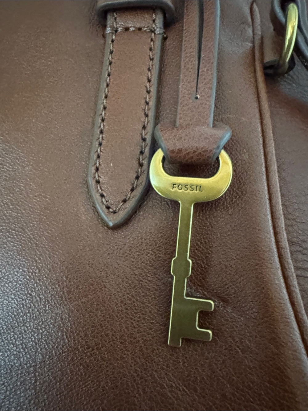 Fossil Chestnut Brown Leather Tote - Picture 5 of 14